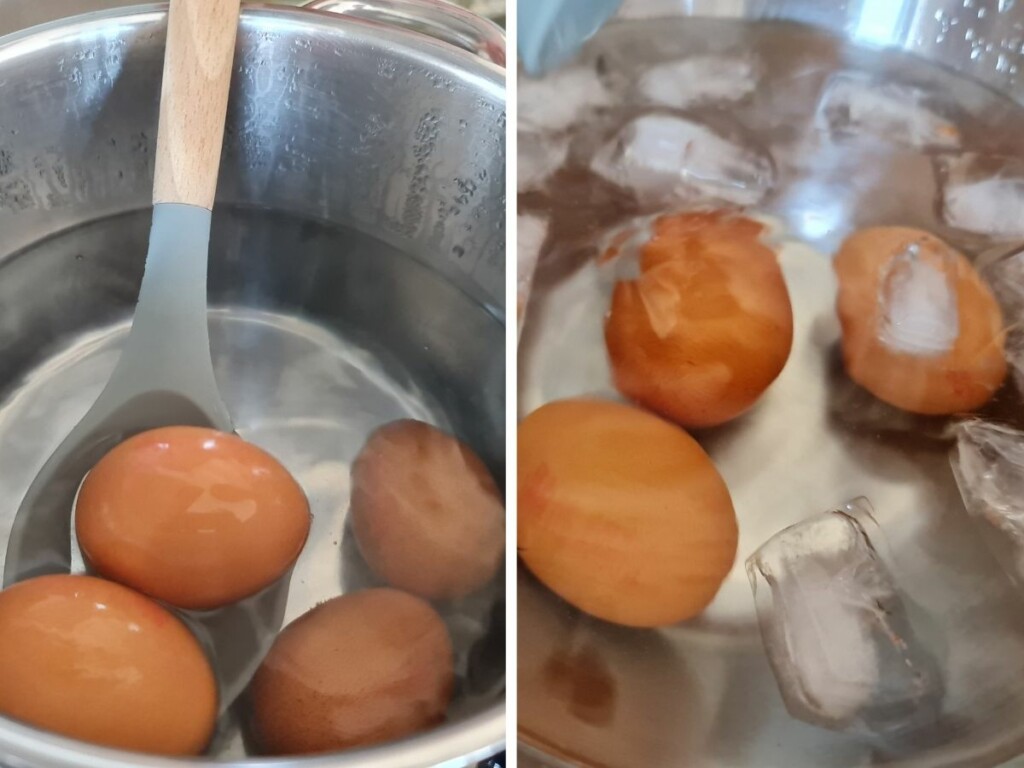 add the eggs into the cold water