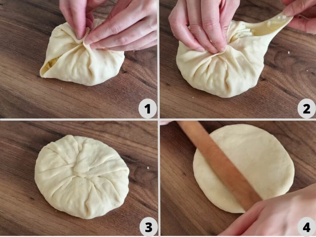 sell the dough and roll it out around 14 - 15 cm