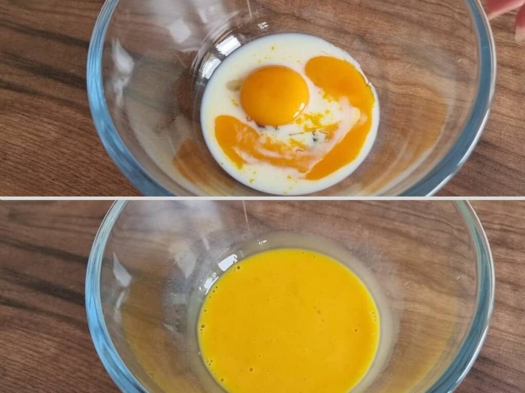 Mix egg yolk