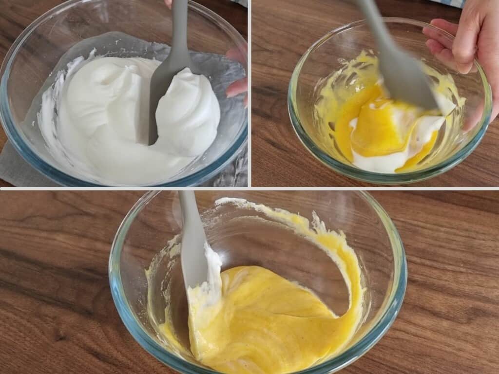 Mix egg white and yolk