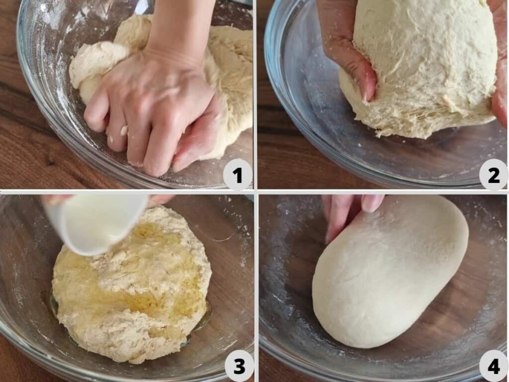 knead dough until become smooth