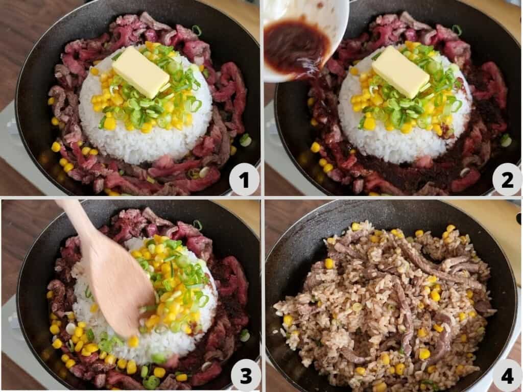 fry the beef rice