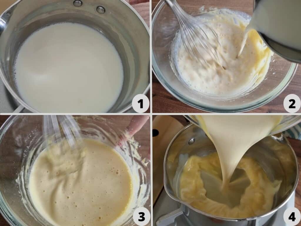 Warm the milk and add into batter